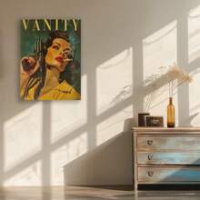 Framed  Art Deco Style   Canvas Poster, Modern Contemporary Wall Art With    , Indoor Portrait Orientation Art Print For Home Office, Living Room, Bedroom, Restaurants - People Theme Canvas Wall Hanging Decor For Fall/Winter Season