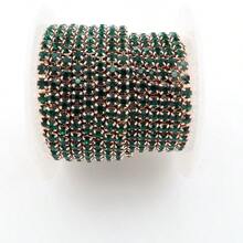 SS6-16, 2-4mm, 2 Yards/Pack, Crystal Rhinestone Chain, Champagne Gold Metal Base, Sewable & Glueable Cup Chain Decor, Sewing Glass Rhinestone Trim Ribbon, DIY Accessories, Suitable For Clothing, Crafts, Shoes, Bags, Mugs, Bottles, Cups, Phone Cases - Multicolor - View 19