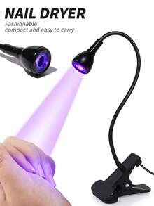 UV 指甲灯，USB 指甲烘干机灯，夹式桌面迷你，适用于凝胶指甲油、美甲沙龙工具 - 黑色 - 查看 3
