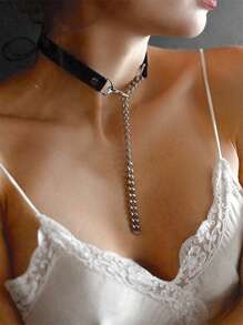 Gothic Simple Sexy Chain Collar Elegant Necklace Collar Women's Fashion Pu Leather Collar Sexy Simple Lingerie Accessories Daily Wear Accessories Collar Valentine's Day Gift