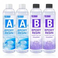 1:1 AB 水晶透明环氧树脂套装，240ml/500ml/1000ml 环氧树脂胶，自流平，无气泡，抗紫外线，用于 DIY 涂层、珠宝铸造、艺术创作、河流桌制作，适合初学者和工匠 - 彩色 - 查看 12