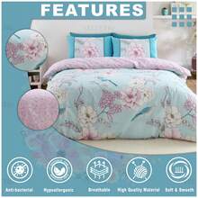 VELVETIO Gabby Printed Duvet Cover Set Soft And Smooth Skin Friendly Reversible Bedding With Matching Pillowcases - Blue - View 6