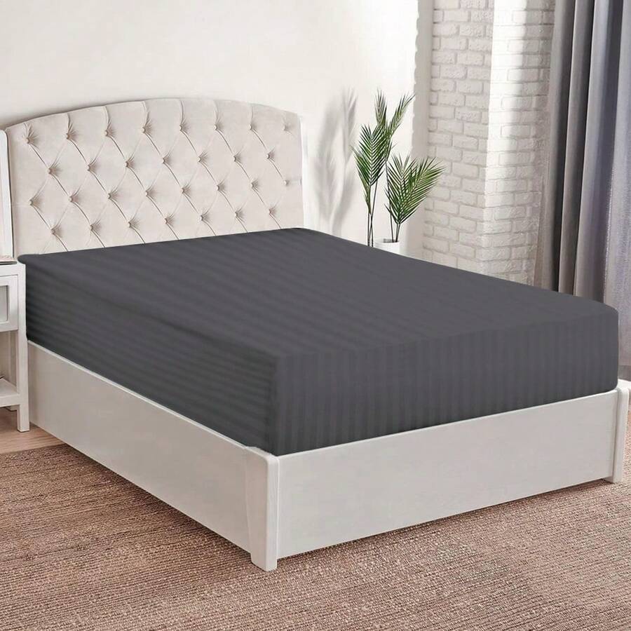 Box Spring Sheet With Full Bottom, Cotton Touch, Soft And Fresh, Ideal For Spring, Available In Single, Double, Queen Size And King Size, Variety Of Colors, Perfect For Modern Bedrooms, Breathable And Comfortable For All Seasons - 深灰色 - 查看 1