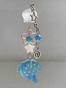 Cute Simulation Marine Shark Mobile Phone Chain Handcrafted Beaded Keyring Accessory Fish Charm Aesthetic Y2k Unique - Baby Blue - View 4