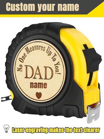 Cinta métrica personalizada grabada para papá - Cinta métrica con bloqueo de palanca, regalo conmovedor para el Día del Padre, cumpleaños, Navidad - Herramienta de carpintero artesanal con el mensaje "Nadie puede alcanzar el nivel de tu papá" Regalos Graduación, Multifuncional, Durable, Ornamental, Reutilizable, Exquisito, Elegante, de Alta Calidad, Colorido, Moderno, Personalizado, Único, Renovación del hogar, Artesanía personalizada