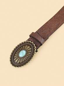 1 pièce Ceinture vintage minimaliste mode pour femme avec boucle turquoise, convient pour le port quotidien avec des jeans en été, l'école en automne, l'automne, Halloween