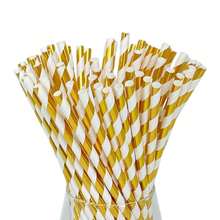 25pcs/Pack Gold Foil Printed Paper Straws, Variety Of Gold Foil Designs, Party Decoration Straws, Disposable Beverage Paper Straws Suitable For Juice, Milkshake, Summer Cocktails, Graduation Party Supplies - Multicolor - View 3