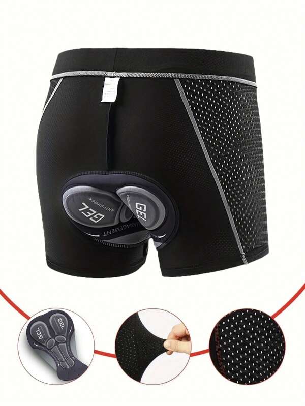 Men's 5D Gel Cushioned Cycling Shorts - Highly Elastic, Tight-Fitting Cycling Briefs With Geometric Pattern, Mesh Panels And All-Season Comfort For The Gym, Outdoor Sports, Sports Gear, Cycling Clothing, Cycling Shorts