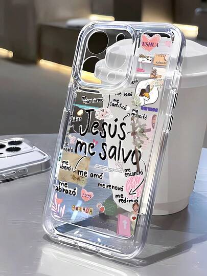 1 个耶稣口号图形透明 TPU 防指纹手机壳兼容 iPhone 13、iPhone 11、iPhone 14 Pro Max、iPhone 13 Pro、iPhone 15/15 Plus/15 Pro/15 Pro Max/12/12 Pro/12 Pro Max/14/14 Pro/13 Pro Max 等型号