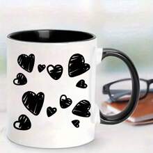 Black And White Creative Love Pattern Mug, Material: Porcelain Back To School