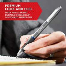 Sharpie S-Gel 2pk Black Ink Gel Pens 0.7mm Medium Tip - Gray Metal Barrel: Retractable, Contoured Rubber Grip, Pocket Clip