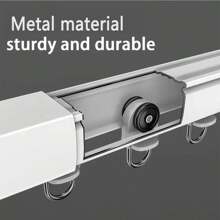 1 Set 23.26-41.54 Inch, 27.56-49.21 Inch Extendable Wall Or Ceiling Mount Curtain Track System, Suitable For Track Curtains, Expandable Ceiling Curtain Rail, Room Divider Rod, Fully Adjustable Sliding Curtain Track (No Assembly Required)