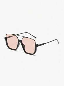 Fashionable Casual Oversized Double Bridge Clear Lens Glasses