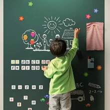 1 set de papel tapiz de pizarra desmontable y 5 tizas de colores aleatorios, pizarra de borrado en seco, apropiada para dibujos de niños, oficina, escuela, hogar, vuelta al cole