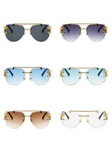 Ochelari de soare cu ramă mare și rază dublă, ochelari de soare casual fără ramă, ochelari de soare aviator personalizați, potriviți pentru bărbați și femei, potriviți pentru sporturi în aer liber, petreceri și vacanțe, călătorii, condus autonom, pescuit, ciclism, recuzită decorativă pentru fotografie, ochelarii sunt disponibili în mai multe culori (ochelari de soare negri, ochelari de soare gri, ochelari de soare albaștri, ochelari de soare verzi, ochelari de soare maro, ochelari transparenți). - Negru - Vizualizare 3