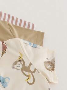 3 Stücke/Set Sommer Baby & Kleinkind Unisex Tierprint + Streifen + einfarbiger Romper Outfit