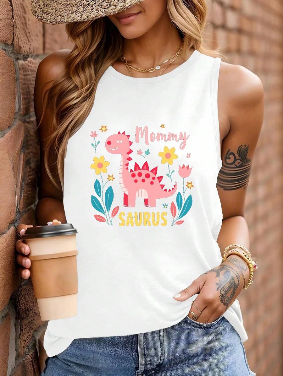 Flowers Mommy Saurus Women's Vest