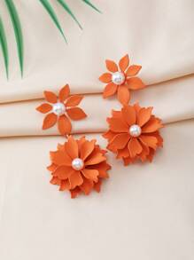 1 paire de boucles d'oreille pendantes florales multicouches asymétriques et colorées, convenant pour un usage quotidien, des fêtes, des rendez-vous, des cadeaux pour la Saint-Valentin et la Fête des mères