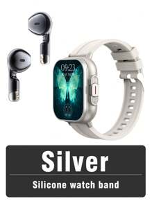 1pc New Smart Watch With Built-In Wireless Dual Earphones 2 In 1 Multi-Function Flip Cover 2.01-Inch Touch Screen Supports Wireless Calls Music NFC Sensing Sleep Health Monitoring Pedometer Weather Alarm Message Viewing Multiple Sports Mode Bracelet Suitable For Various Smartphones