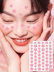 星形脸贴 - 温和不刺激,装饰贴片,防水透气,日常必备脸贴,方便携带,适合旅行、聚会、化妆技巧,拍照道具,脸部彩绘必备,适用于各种派对和娱乐活动,成人适用 - 彩色 - 查看 5