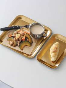 1pc/2pcs Home Simple Stainless Steel Serving Tray