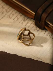 1 Pieza Anillo Ajustable De Cobre Con Piedra De Emperador De Estilo Vintage De Moda Para Mujer, Regalo De Banquete De Alta Gama, Fiesta