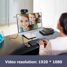 Webcam Full HD 1080P avec microphone, cache confidentialité et support - Caméra de conférence USB plug-and-play pour vidéoconférence, salles de classe, jeux et diffusion en direct. Webcam amovible avec options de montage flexibles, webcam pour PC