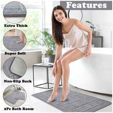 VELVETIO Bath Mat Set 2 Piece Non Slip Rubber Pedestal And Bath Mat Set Toilet Greek Bathroom Rug New - Silver - View 4