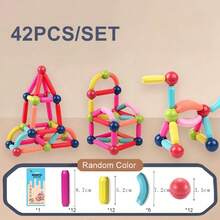 15pcs-100pcs Magnetic Building Block Set Toys, Magnetic Bar 3D Building Construction Challenge, Building Block Montessori Geometry Amusement Park, Educational Puzzle Toys For Boys And Girls Aged 3-12, Inspiring And Stimulating Spatial Imagination, Magnetic Bar And Magnetic Ball Creative Model Combination Set (All Colors Are Random), Birthday Gifts, School Supplies, Christmas Decorations