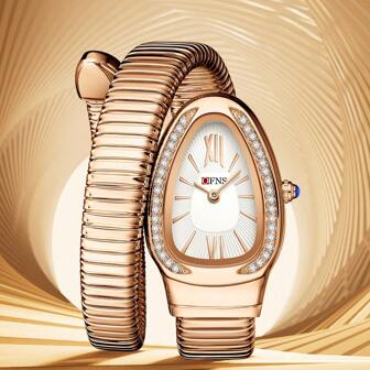 Women's Watches Snake Shape Diamond Watch For Women Luxury Ladies Gold Watch Analog Quartz Watch With Flexible Alloy Strap