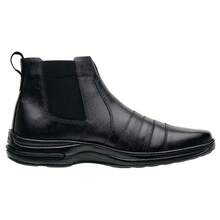 Men's Genuine Leather Boot, Mid-Calf, Non-Slip Rubber Sole With Elastic - 黑色 - 查看 3