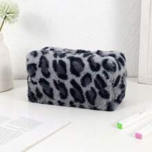 1pc Korean-Style Leopard Print Large Capacity Pencil Case & Pouch Back To School,Back To School,School Supplies,Pencil Pouch,School Bag