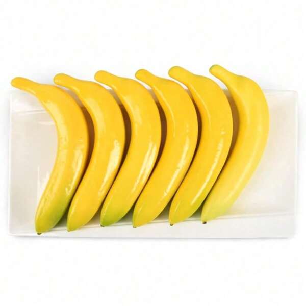 6 Stück künstliche gelbe Bananen, Fake Bananen Simulation, Fake Obst Heim- und Küchendekoration Set, Künstliche Pflanzen