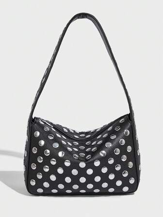 Simple And Personalized Rivet Armpit Bag, High-Quality, And Large-Capacity Shoulder Bag, Fashionable And Versatile, Popular Niche Design Women Bag, Suitable For Work, Commuting, Dating And Shopping.
