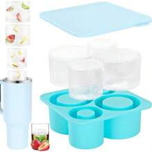 3pcs ICE TRAY Cylindrical IceCube Cup Mould 4 Grid Hollow Cylindrical Silicone Ice Machine Ice Making With Lid Ice Quick Freezing Easy Freezing Mould - Multicolor - View 4