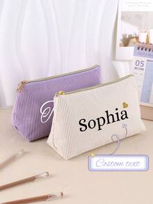 1个定制字母铅笔盒，大容量铅笔盒，化妆包，洗漱包，热转印技术，学习用品，送给朋友的完美礼物，学习用品，创意礼物，感恩节、圣诞节、生日、万圣节装饰、返校季，多功能，装饰性，字母，时尚，现代，多彩，可爱，休闲，定制，个性化，独特，个性化定制，送给他的理想礼物，送给她的理想礼物，儿子，女儿，圣诞礼物，痛包 - 彩色 - 查看 2