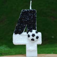 1pc Birthday Candle Number, Football Design Numeral 0-9 Candle, Romantic Party Preferred Digital Candle For Birthday Cake Decoration, Holiday Anniversary Party Cake Numeral Candle, Shiny Digit,Wedding - Black and White - View 5