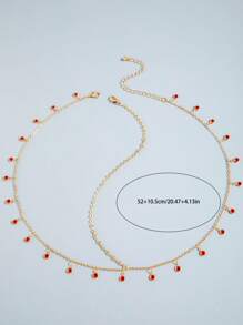 1 Stück grundlegendes minimalistisches elegantes Eisenkette Rot Kristall Quasten Kopfstück, geeignet für Hochzeiten, Partys, Veranstaltungen als Geschenk (handgefertigte Kette auf Größe zugeschnitten, Kristallmenge variiert)