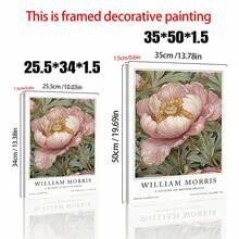 1 件 William Morris 海报、粉色花卉印刷品、复古花卉印刷品、展览海报、植物印刷品、花卉艺术品、William Morris 礼品、灵感现代帆布艺术印刷品 - 适用于客厅和卧室的无框墙壁装饰 - 彩色 - 查看 5