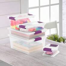 Sterilite 1.9qt Purple Latch Box Clear: Plastic Storage Bin With Lid, Portable, Stackable, Built-In Handles, Universal Use - 1 - View 5