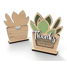 Regalo del Día del Maestro Tarjetas de agradecimiento con plantas suculentas y soporte, regalos de aprecio para maestros