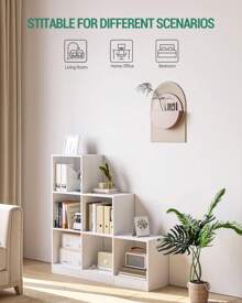 Libreria a 6 cubi con scomparti aperti, unità di scaffalatura a 3 livelli, pannelli regolabili, mobiletto, scaffale a cubo, unità di scaffalatura a più livelli, organizer espositivo per soggiorno, ufficio, camera da letto, bianco