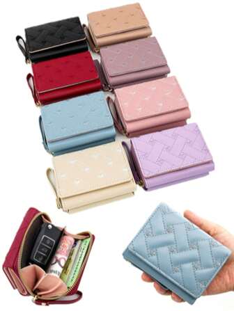 多隔层卡片收纳袋带边缘密封设计简约风格适合日常使用卡片夹钱包名片夹信用卡夹女士女士男士迷你钱包卡片钱包