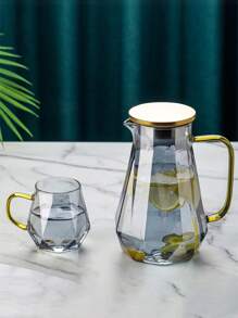 1pc Diamond Shaped Creative Fashionable High-Borosilicate Glass Cup, High-Quality Home Use Diamond Style Teapot