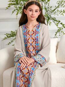 Tween Girls 迪拜印度尼西亚风格印花连衣裙 - 彩色 - 查看 6