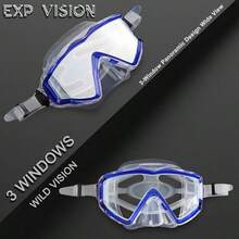 Adult Pano 3 Scuba Diving Mask, Tempered Glass Snorkel Mask Anti-Fog Swim Mask No Leakage Swim Goggles With Nose Cover Snorkeling Gear For Snorkeling, Freediving, Swimming - Clear Blue - View 4