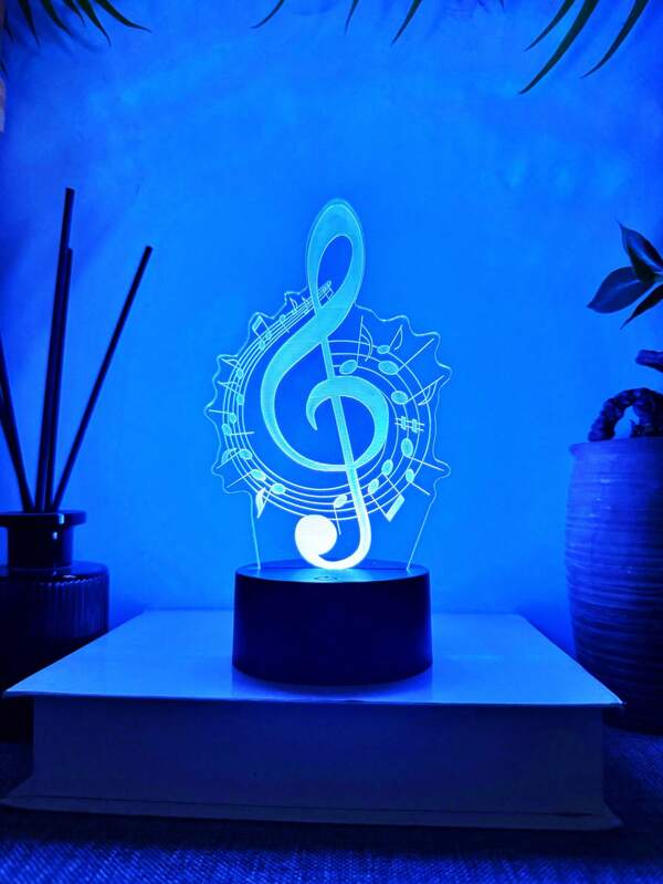 1 pièce Veilleuse musicale 3D, lampe décorative à 7 couleurs activée par le toucher, lampe d'ambiance de chambre, cadeau d'anniversaire pour les amis amateurs de musique