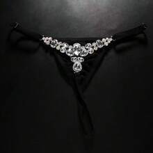 New Sexy Wild Teardrop Flower Rhinestone Decorated Thong Underwear & Body Chain Accessory For Women