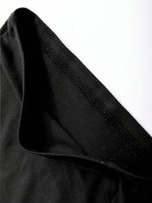 2 peças/Conjunto Shorts Casuais, Camiseta Curta de Gola Redonda e Calça Cargo Minimalista, Conjunto de Malha Verão Feminino 180G, Conjunto Casual