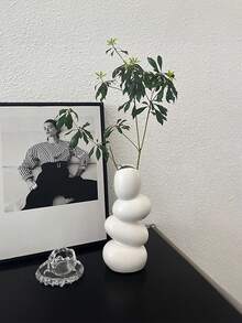 1 pieza Jarrón de flores de plástico premium irrompible, decorativo, moderno, minimalista, de estilo Wabi-Sabi, con acabado mate, ligero y resistente al agua - Blanco - Ver 8